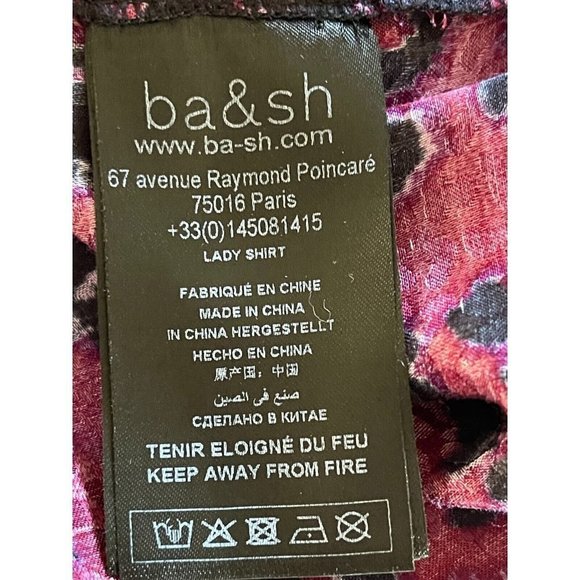 Ba&Sh Button Up Long Sleeve Collared Blouse Fuchsia Pink Blue 6 Small - Picture 8 of 8